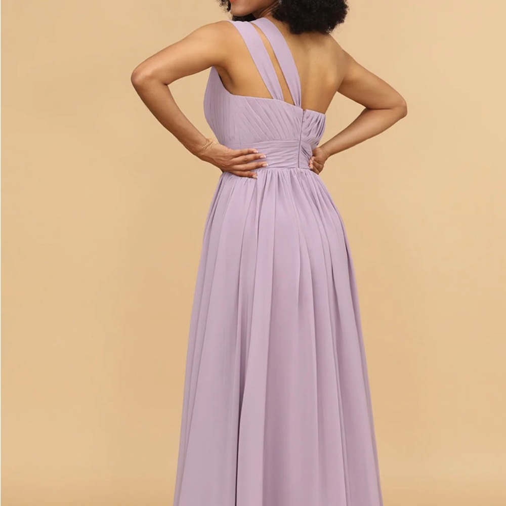 Pink Asymmetrical Ruched Prom Dress - Picture 4 of 4